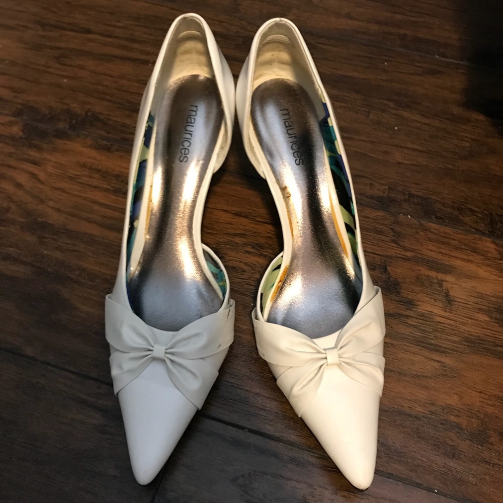 White pointy heels